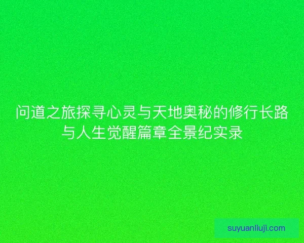 问道之旅探寻心灵与天地奥秘的修行长路与人生觉醒篇章全景纪实录