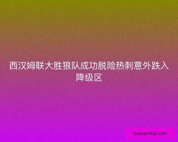 西汉姆联大胜狼队成功脱险热刺意外跌入降级区